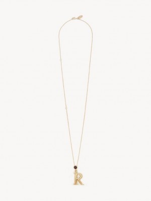 GOLD COLOR Chloe Alphabet With Pendant Necklaces | CHE-SR14338