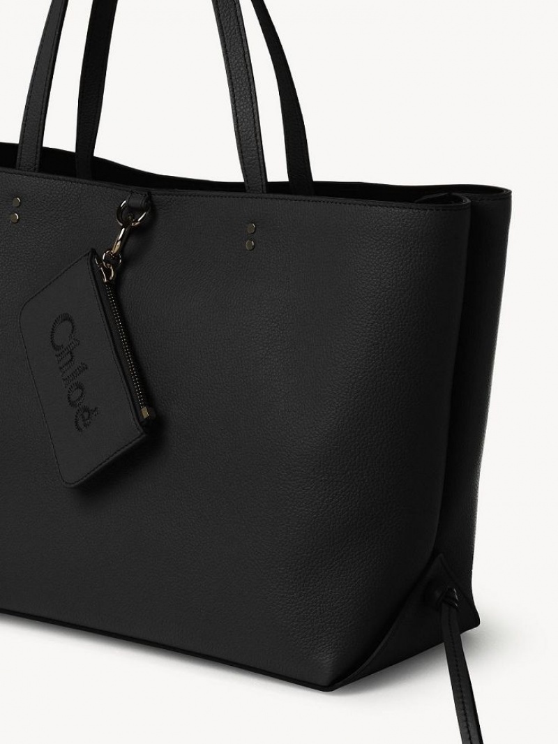 Black Chloe Sense Medium East-west Tote Bags | CHE-SR13327