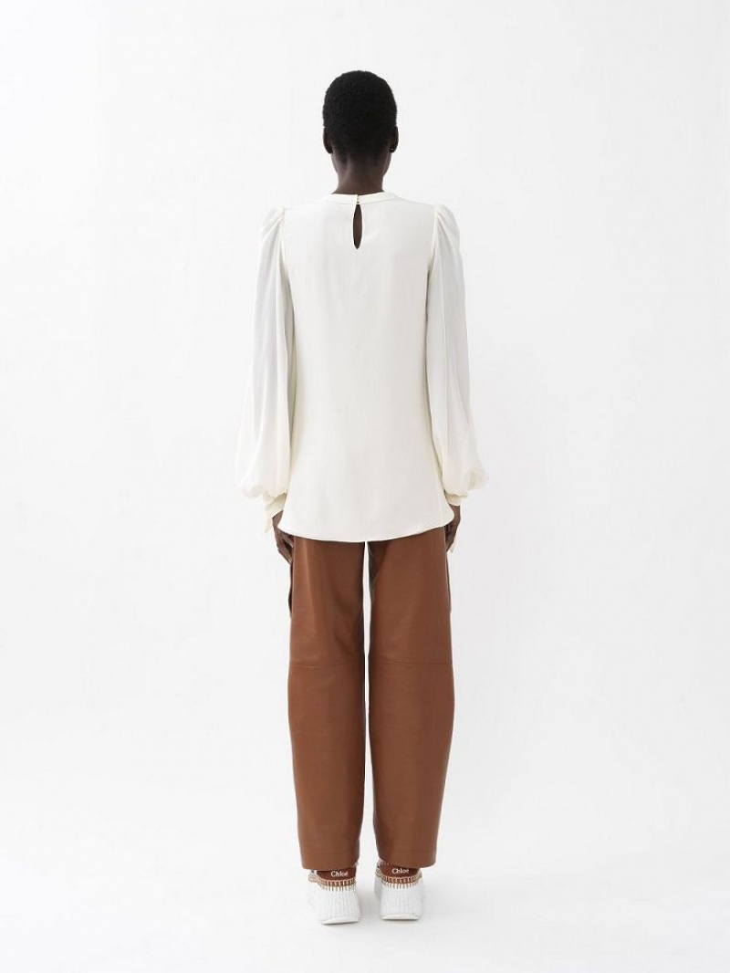 Buttercream Chloe Knot-detail Tops | CHE-SR13900