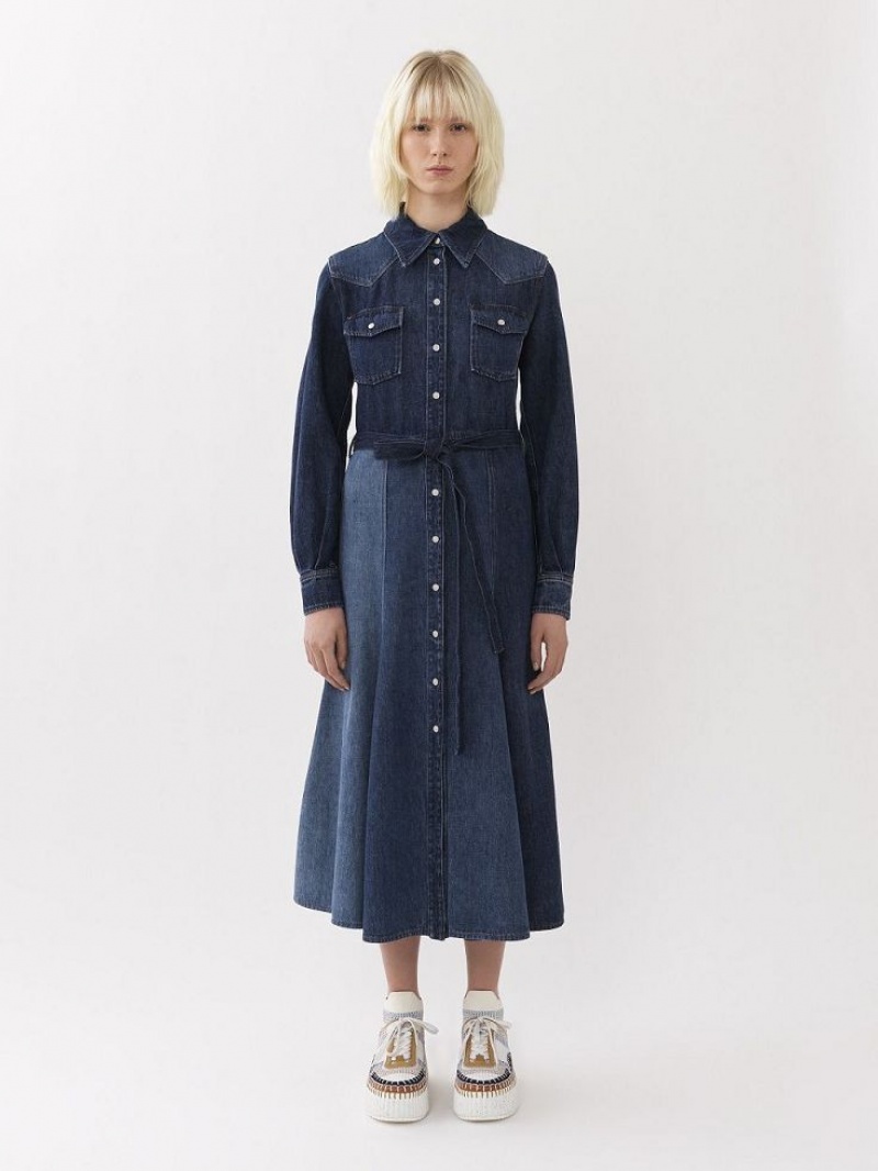 MULTICOLOR BLUE 1 Chloe Belted Midi Shirt Dresses | CHE-SR13852