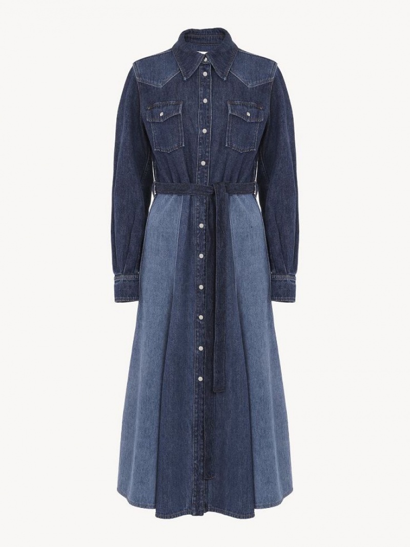 MULTICOLOR BLUE 1 Chloe Belted Midi Shirt Dresses | CHE-SR13852