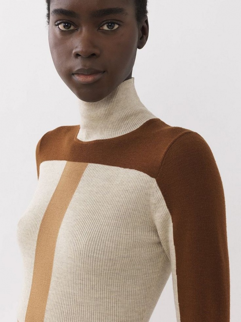 MULTICOLOR BROWN 1 Chloe Fitted High-neck Knitwear | CHE-SR13947
