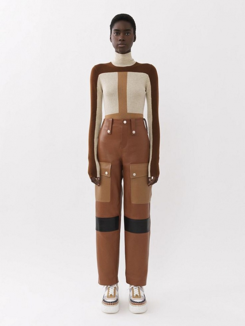 MULTICOLOR BROWN 1 Chloe Fitted High-neck Knitwear | CHE-SR13947