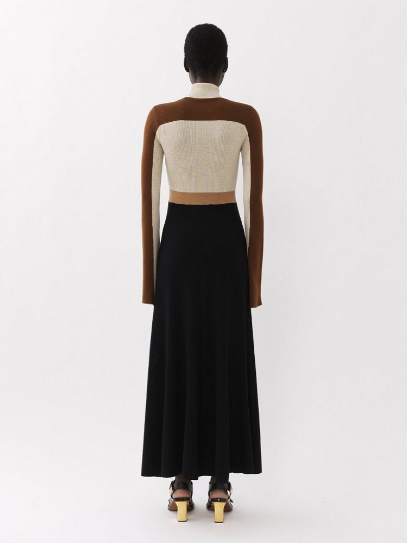 MULTICOLOR BROWN 1 Chloe Flared Maxi Dresses | CHE-SR13849