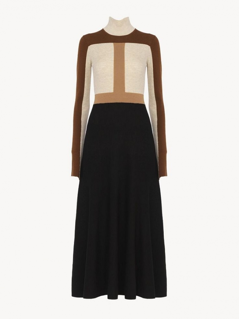 MULTICOLOR BROWN 1 Chloe Flared Maxi Dresses | CHE-SR13849