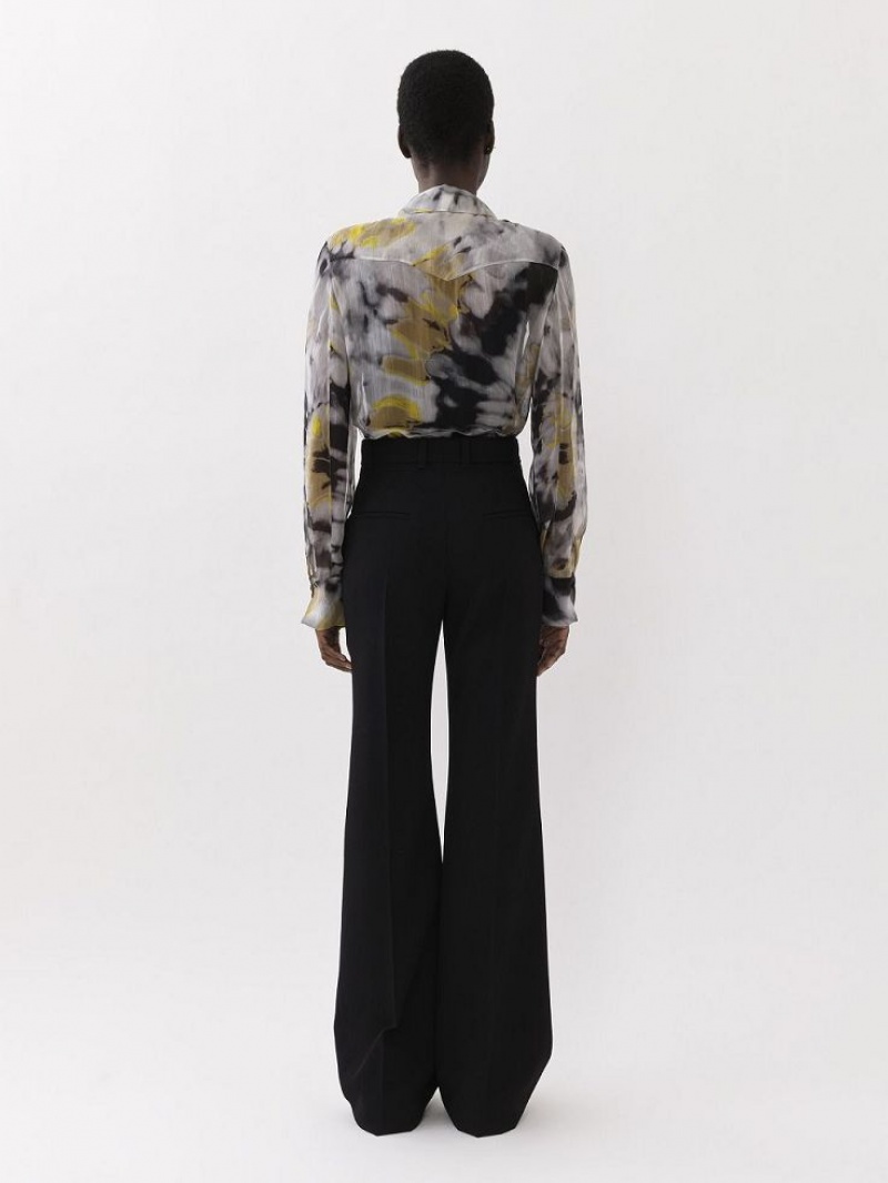 Multicolor Grey Chloe Printed Western Blouses | CHE-SR13887
