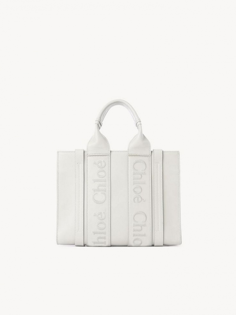 White Chloe Small Woody Tote Bags | CHE-SR13324